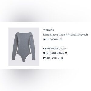 Abercrombie & Fitch Dark Gray Long-Sleeve Bodysuit